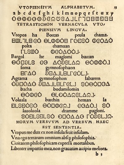 Alfabeto Utopiano dalla terza edizione del 1518 di 