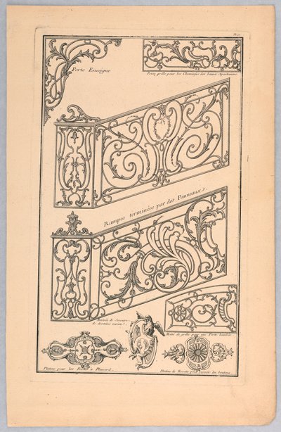 Vari disegni per lavori in metallo decorativi da Unknown artist