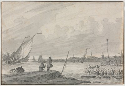 Veduta di Alkmaar con barche da Unknown artist