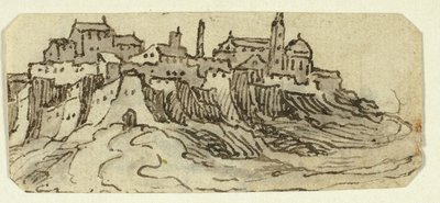 Veduta di una Città Collinare con Cattedrale da Unknown artist