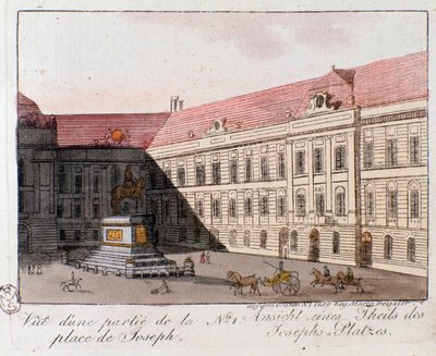 Veduta di Piazza Giuseppe a Vienna, Austria. Incisione del 1815 Collezione privata da Unknown artist