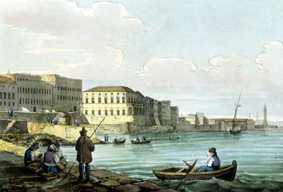 Veduta di Santa Lucia, Napoli. Acquerello intorno al 1850 da Unknown artist