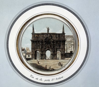 Vista della porta di St Antoine - incisione da Unknown artist