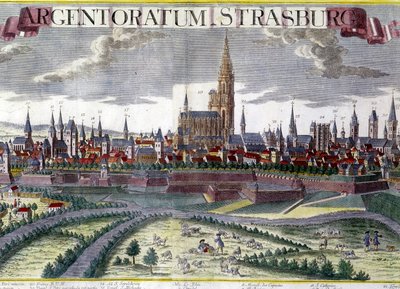 Veduta di Strasburgo intorno al 1770 con la sua cattedrale da Unknown artist