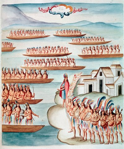 Veduta di Tlatelolco circondata dalla laguna, Messico da Unknown artist