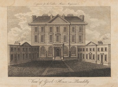 Veduta di York House a Piccadilly da Unknown artist