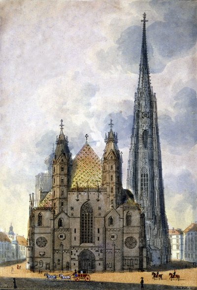 Veduta della Cattedrale di Santo Stefano (Stephansdom) a Vienna in Austria alla fine del XVIII secolo da Unknown artist