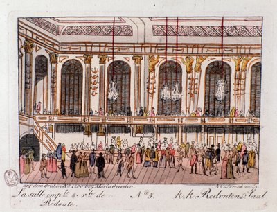 Veduta della Sala Imperiale e Reale della Redoute a Vienna, Austria. Incisione del 1815 Collezione privata da Unknown artist