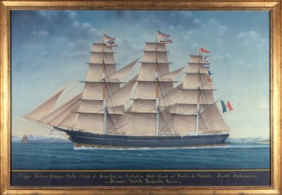 Veduta del clipper italiano Cosmos. Dipinto del XIX secolo da Unknown artist