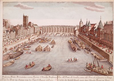 Veduta del Pont-au-Change verso la Torre di Saint-Jacques, Parigi da Unknown artist