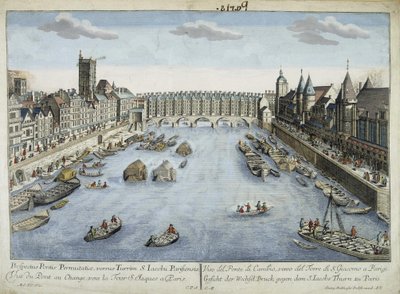 Veduta del Pont au Change e della Torre di San Giacomo a Parigi da Unknown artist