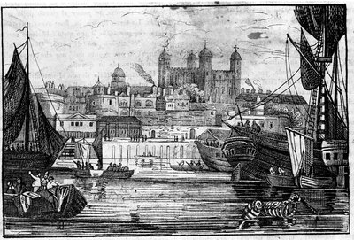 Veduta della Torre di Londra e del Tamigi alla fine del XVIII secolo. Incisione da Unknown artist
