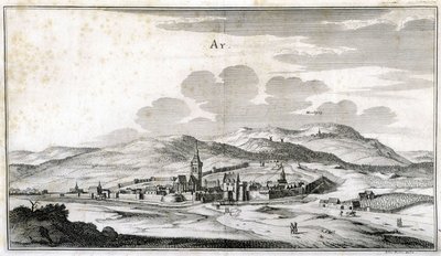 Veduta della città di Ay. Incisione della fine del XVIII secolo da Unknown artist