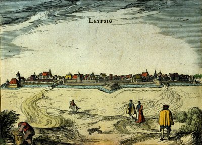 Veduta della città di Lipsia in Germania. Incisione del XVIII secolo da Unknown artist