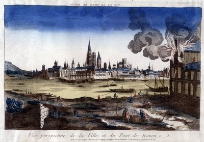Veduta della città di Rouen, del suo porto e del ponte sulla Senna alla fine del XVIII secolo da Unknown artist