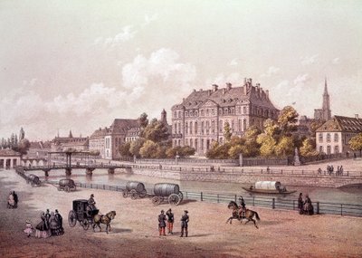 Veduta della città di Strasburgo sul Reno. Incisione del XIX secolo da Unknown artist