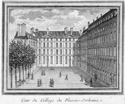 Vista del cortile del collegio di Plessis Sorbonne (Parigi), fondato nel 1323 da Geoffroy du Plessis Balisson, utilizzato nel 1848 e 1849 dall
