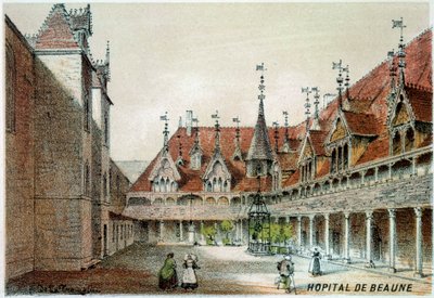 Vista del cortile degli Hospices de Beaune da Unknown artist