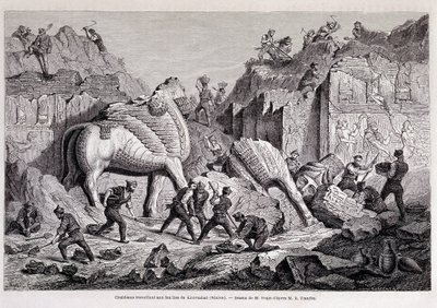 Veduta degli scavi di Khorsabad (Khunsabad) (Ninive) - in "Il giro del mondo" 2ª settimana 1861 da Unknown artist
