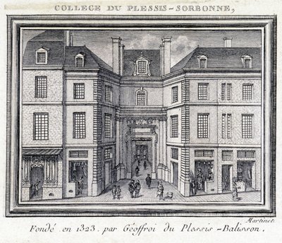 Vista della facciata esterna del collegio di Plessis Sorbonne (Parigi), fondato nel 1323 da Geoffroy di Plessis Balisson, utilizzato dal 1848 al 1849 dall