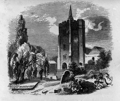 Veduta della tomba di Ugo Foscolo al cimitero di Chiswick a Londra. Incisione del XIX secolo da Unknown artist
