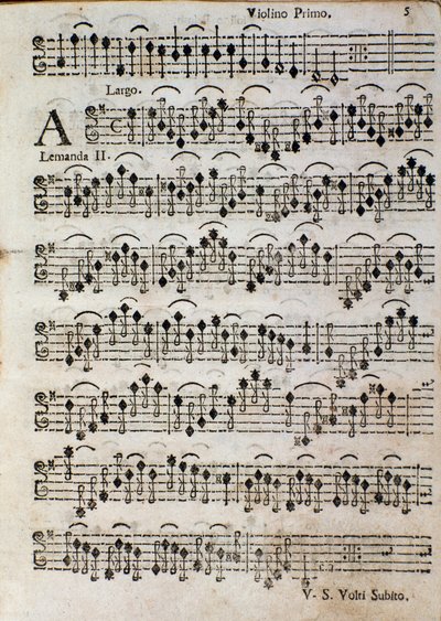 Violino. Pagina di spartito per Balletto a 3, op. 3 di Tomaso Albinoni da Unknown artist