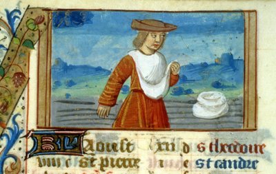 Vergine seminatrice e Zodiaco - Miniatura del Medioevo (rif. 137, 049v) - Richiesta di autorizzazione alla Biblioteca Municipale di Tolosa (tel: 05 62 27 66 66) da Unknown artist
