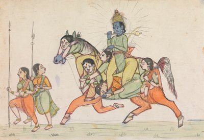 Vishnu che Cavalca un Cavallo Composto da Assistenti Femminili da Unknown artist