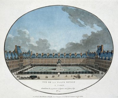 Vista della Place Royale a Parigi (Place des Vosges). sd. incisione XVIII secolo da Unknown artist