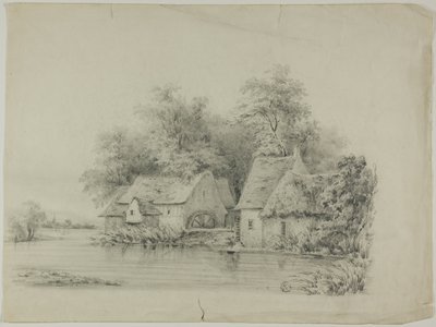 Mulino ad Acqua e Cottage con Tetti di Paglia da Unknown artist