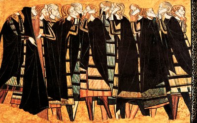 Pianto in mantello nero sulla tomba del Cavaliere Don Sancho Saiz de Carillo, dettaglio dell
