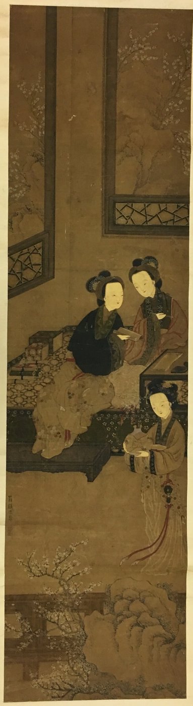 Inverno: Donne che amano la scrittura, la lettura e i fiori di prugna da Unknown artist
