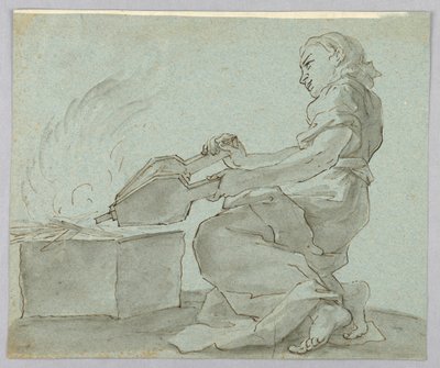 Donna con mantice che accende il fuoco da Unknown artist