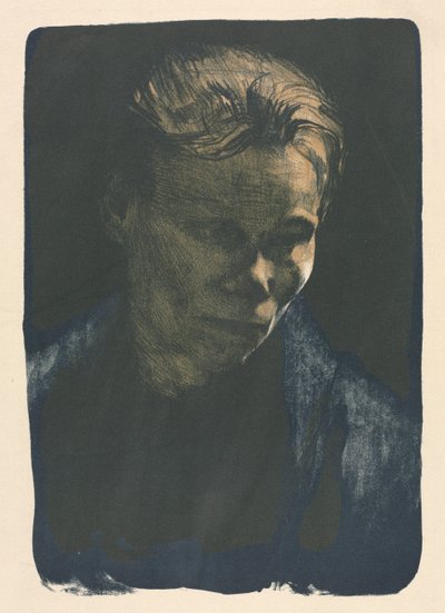 Donna lavoratrice con scialle blu da Unknown artist