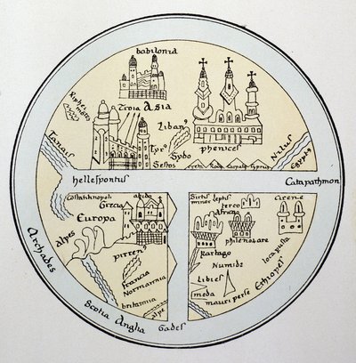 Mappa del mondo da un manoscritto di Lipsia dell