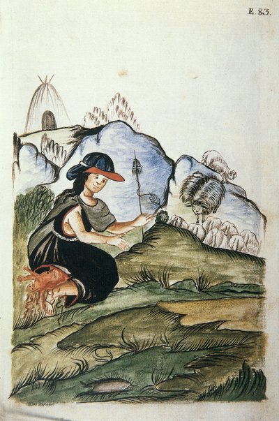 Giovane pastorella indiana che partorisce nella natura, dal libro 