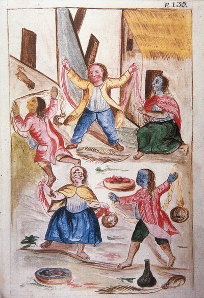 Giovani indiani che ballano durante il carnevale, dal libro "Trujillo del Peru" o "Codice Martínez Compañón", di Baltazar Martinez Compañón y Bujanda, vescovo di Trujillo (1782-1785) da Unknown artist
