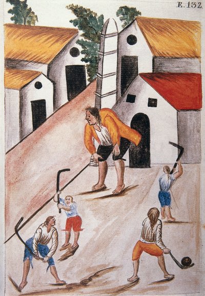 Giovani indiani che giocano a palla, dal libro "Trujillo del Peru" o "Codice Martínez Compañón", di Baltazar Martinez Compañón y Bujanda, vescovo di Trujillo (1782-1785) da Unknown artist