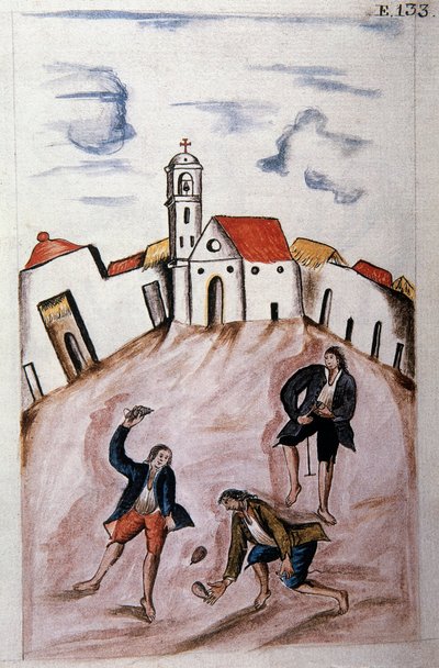Giovani indiani che giocano con una trottola, dal libro "Trujillo del Peru" o "Codice Martínez Compañón", di Baltazar Martinez Compañón y Bujanda, vescovo di Trujillo (1782-1785) da Unknown artist