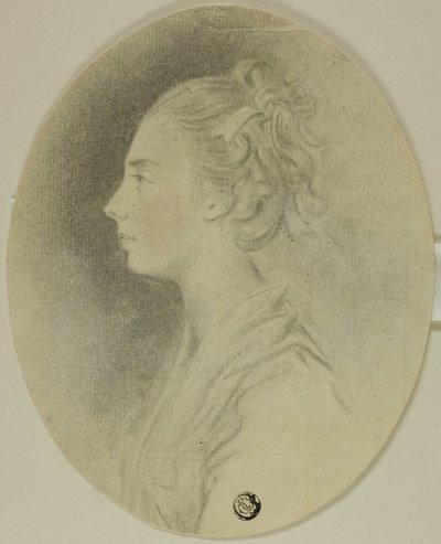 Giovane donna di profilo con nastro nei capelli da Unknown artist