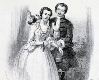 Giovane che corteggia una giovane donna, inizio XIX secolo da Unknown artist