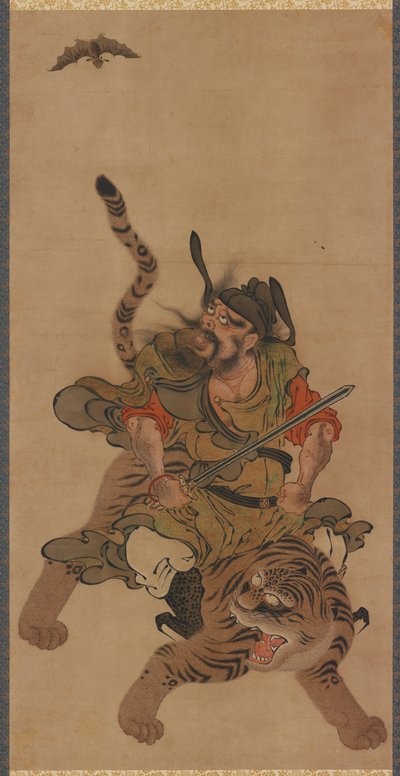 Zhong Kui (Shoki) su una tigre da Unknown artist