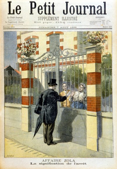 Caso Zola - servizio di giudizio. Copertina Le petit Journal, 7/8/1898 da Unknown artist