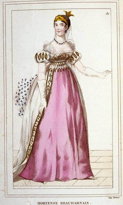 Ritratto di Ortensia di Beauharnais Nata a Parigi nel 1783, morta ad Arenenberg, Svizzera, nel 1837, figlia di Alexandre de Beauharnais e Joséphine Tascher de la Pagerie incisione del 1830 da Unknown artist