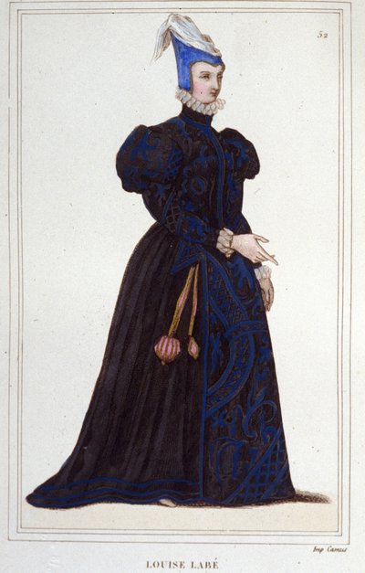 Ritratto di Louise Labé (circa 1524-1566), poetessa francese. incisione del 1830 da Unknown artist