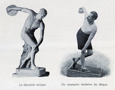 Il discobolo antico e un campione moderno del disco. da Unknown artist