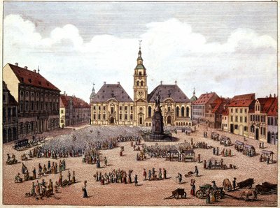 La piazza pubblica della città di Mannheim (Germania). da Unknown artist