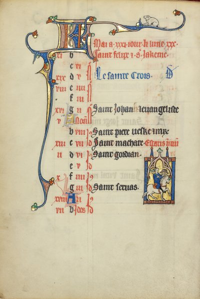 Pagina del calendario di maggio; Hawking da Unknown artist/maker