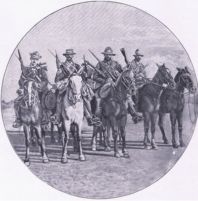 Boeri armati di fucili e ombrelli, da Dopo Pretoria: La guerra di guerriglia pubblicata da Harmsworth Bros Limited da Unknown photographer