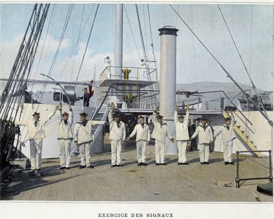 Esercizio dei segnali - in "Album militare - Marina: La vita a bordo" da Unknown photographer